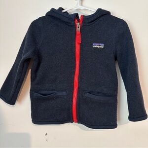 Patagonia Kids Dark Blue Better Sweater Hoodie with Red Zipper